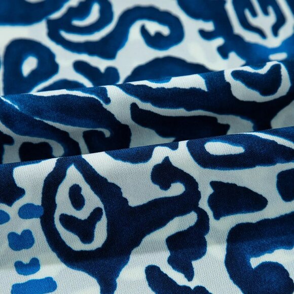 Printed Tie Neck Long Sleeve Dress - Picture 2 of 3